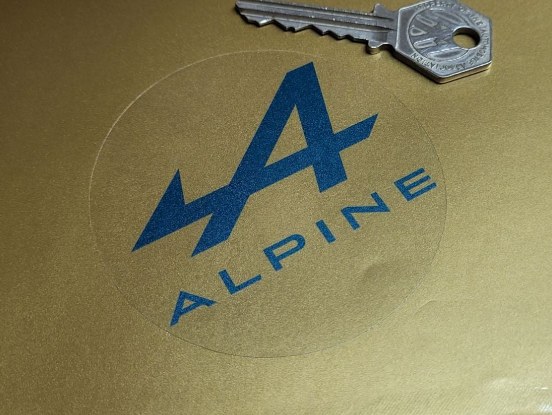 Alpine A Logo & Text Circular Clear Sticker - 3"