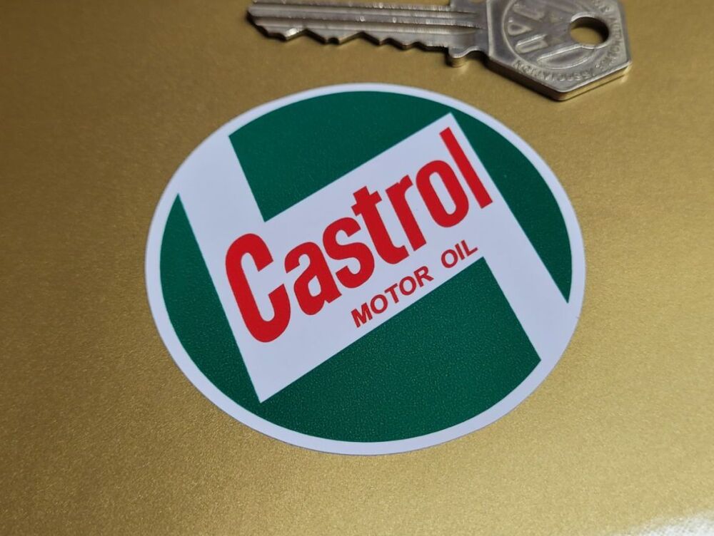 Castrol Motor Oil Historic 50's Style Stickers - Red Text - 2.5