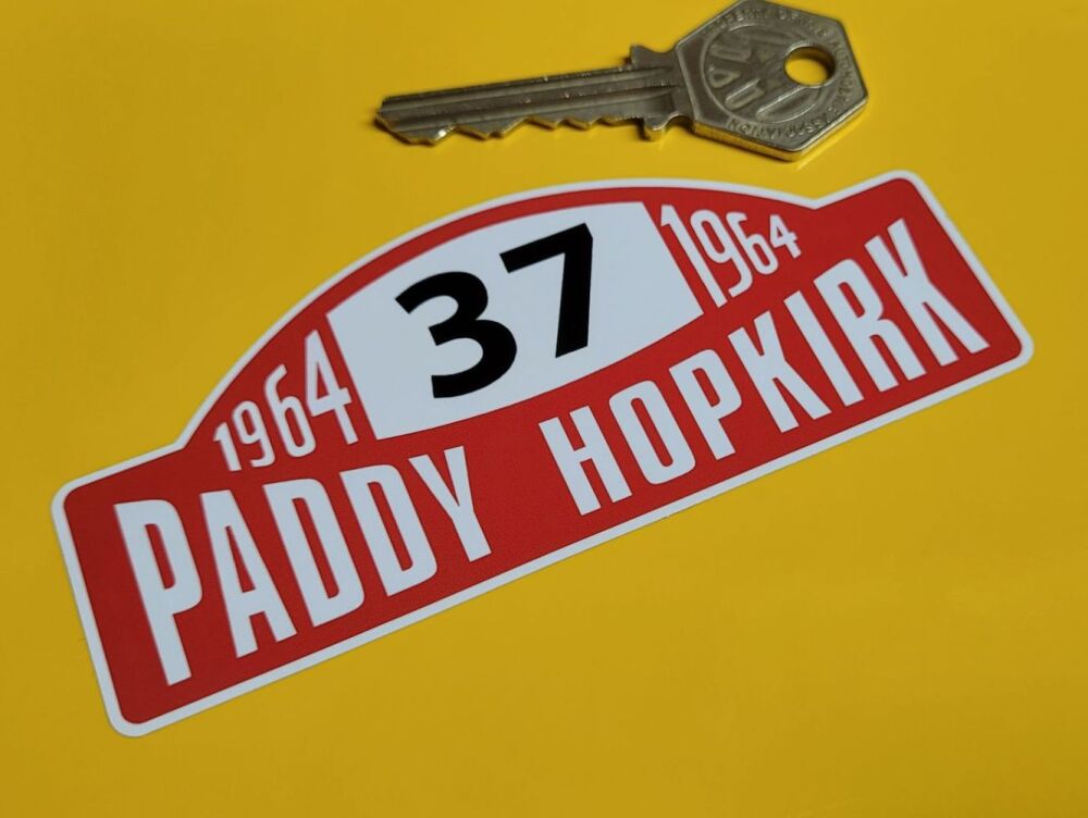 Paddy Hopkirk, Rallye Monte Carlo 1964, Rally Plate Style Sticker - 110mm