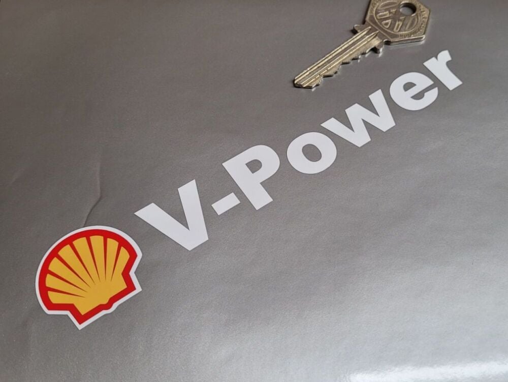 Shell V-Power Cut Text Stickers - 6.5" Pair