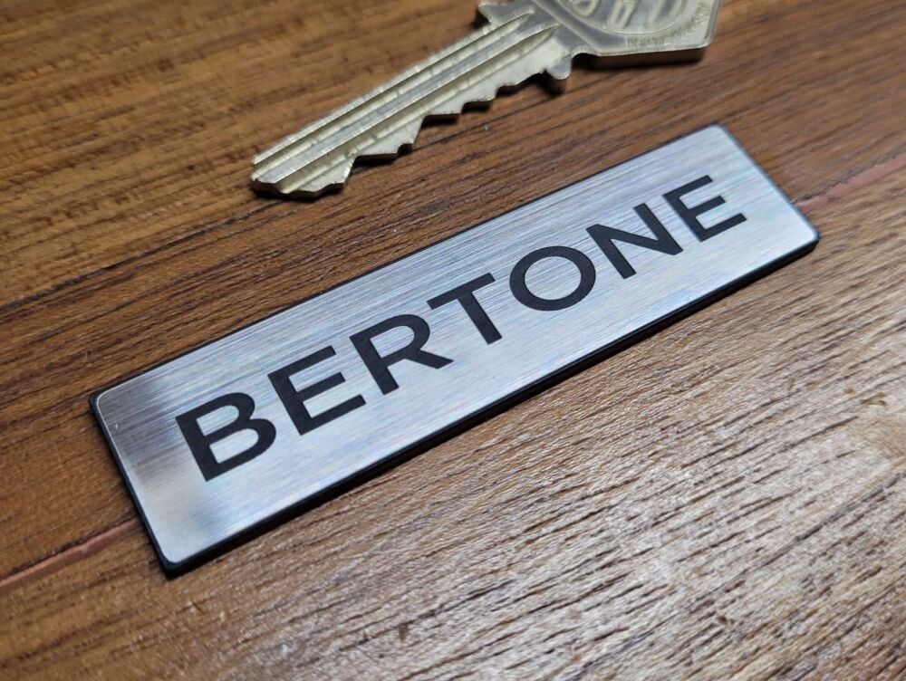 Bertone Oblong Self Adhesive Car Badge - Upper Case Silver Style - 2.75"