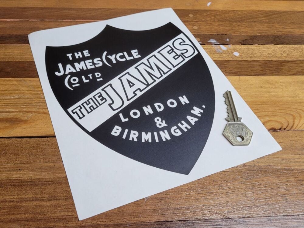 The James Cycle Company Shield Cut Vinyl Sticker - 8"