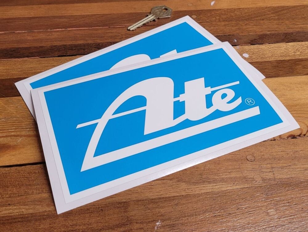 ATE Blue Oblong White Border Stickers - 7.5