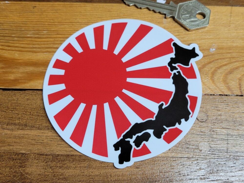 Japanese Flag & Map Daikoku Circular Sticker - 4"