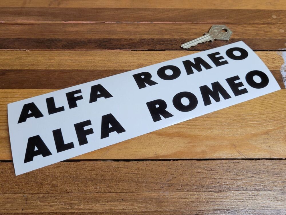 Alfa Romeo Cut Capital Text Stickers - 9" Pair
