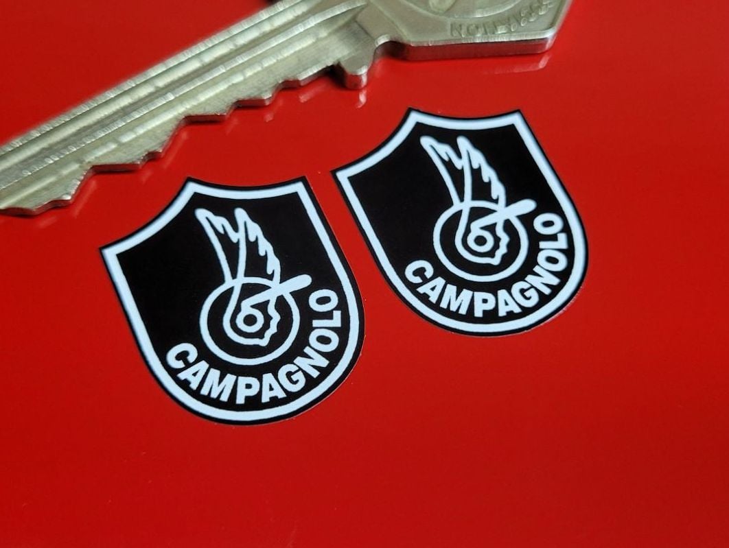 Campagnolo Shield Black & White Stickers -1" Pair