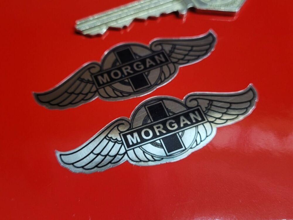 Morgan Black & Mirrored Foil Winged Logo Stickers - 2.5