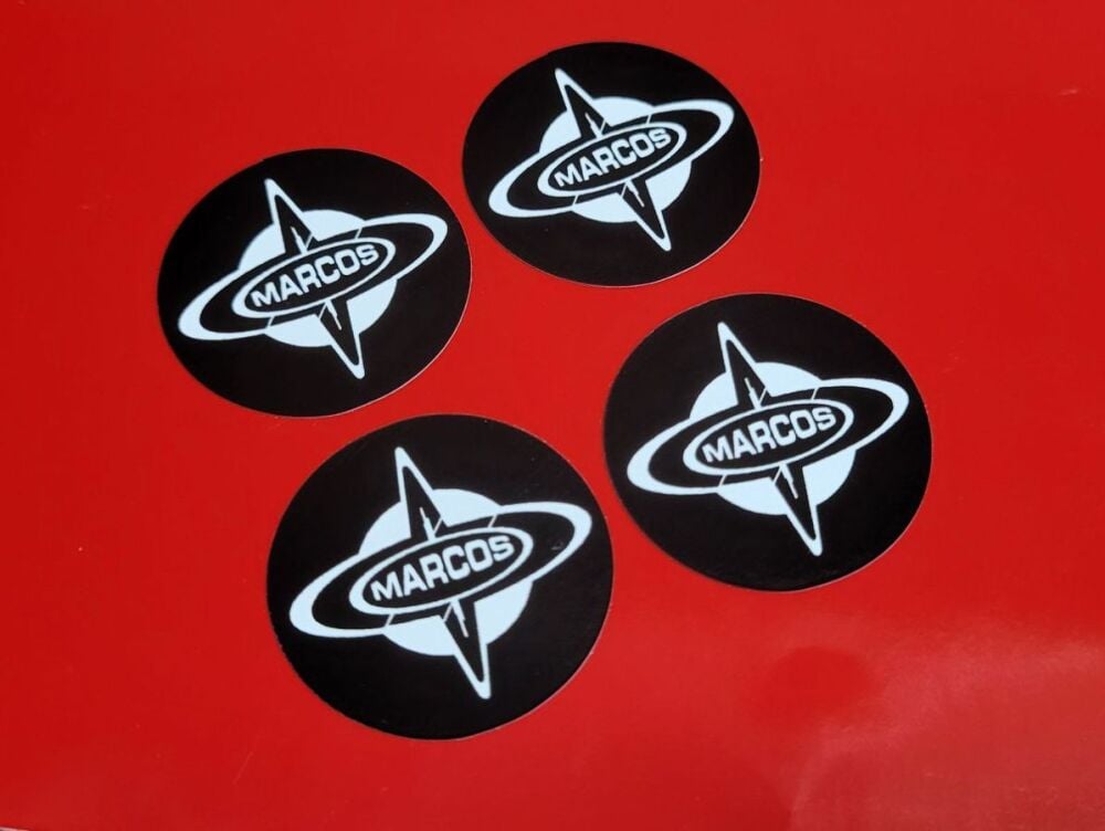 Marcos Circular Wheel Centre Style Stickers - Set of 4 - 25mm or 38mm