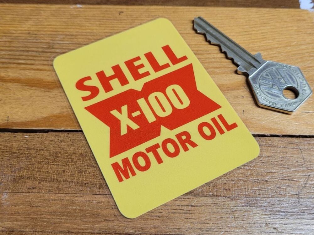Shell X-100 Motor Oil Window Sticker - 3.25"
