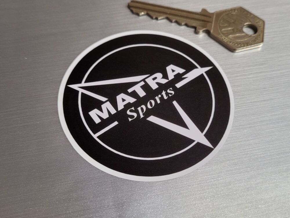 Matra Sports White on Black Circular Sticker - 70mm