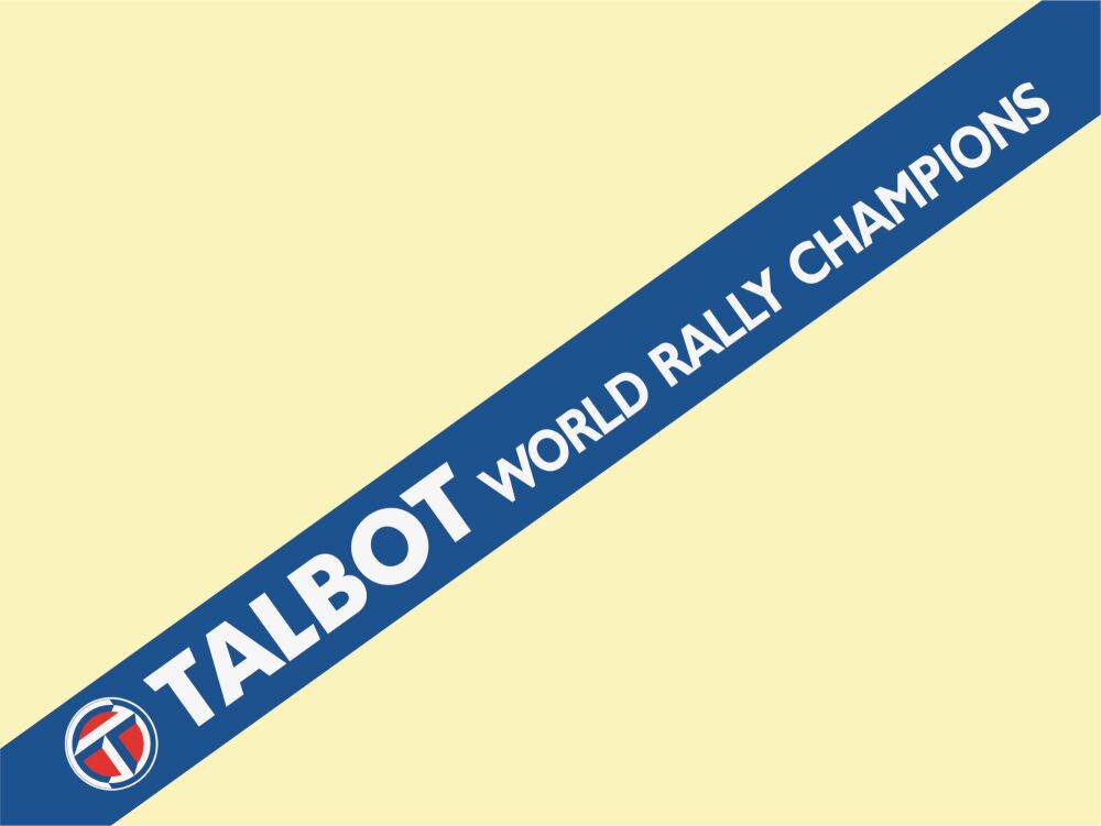 Talbot World Rally Champions Screentop Sunstrip Visor Decal - 50"