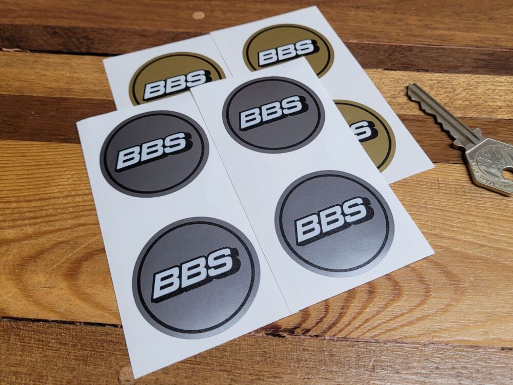 BBS Wheel Centre Stickers - White with Coachline - Set of 4 - 42mm or 48mm