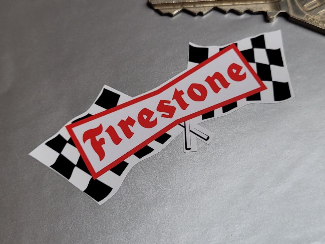 Firestone Chequered Flag Stickers - 3", 6" or 10" Pair