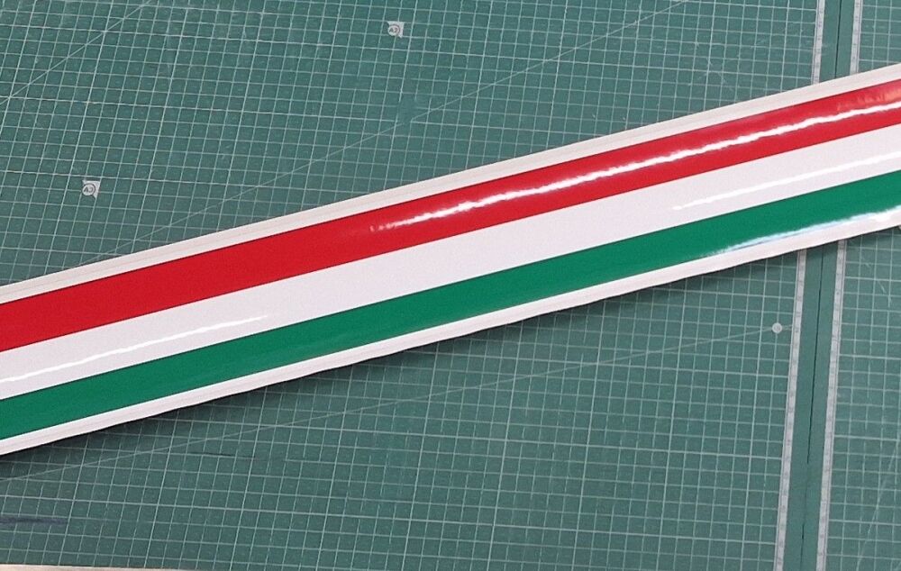 Italian Flag Body Stripe Style Sticker - 59" long by 4" wide - slight second 006