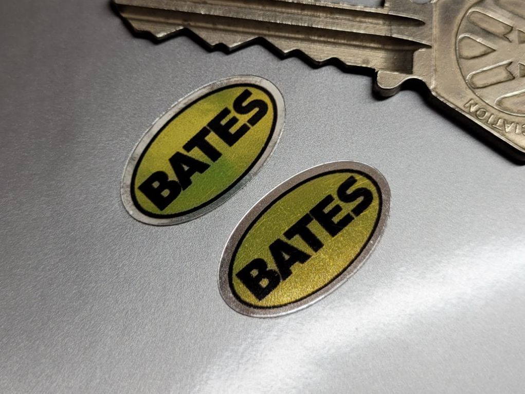 Bates Yellow, Silver, & Black Foil Oval Stickers - 23mm Pair