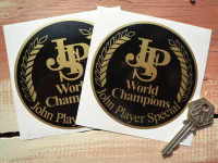 John Player Special World Champions Circular Stickers. 4" Pair.