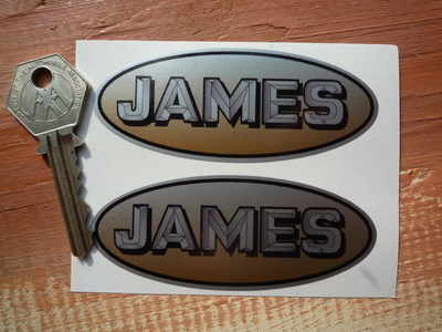 James Motorcycle Oval Stickers. 3.5" Pair.