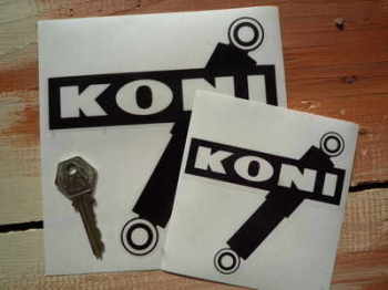 Koni Shock Absorbers Black & Clear Shaped Stickers. 4" or 6" Pair.