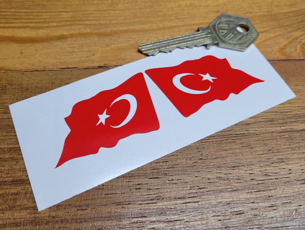 Türkiye Wavy Flag Stickers - 2" Pair