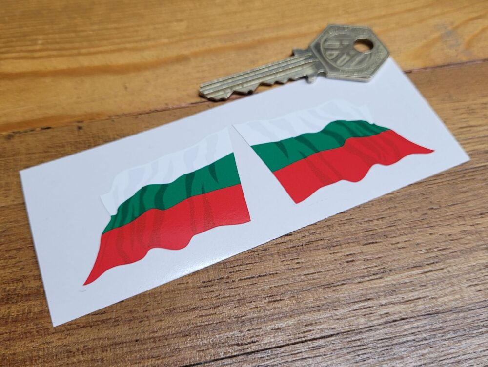 Bulgaria Wavy Flag Stickers - 2" Pair