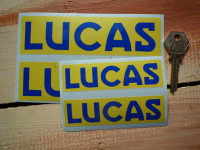 Lucas Blue & Yellow Oblong Stickers. 4", 6", or 8" Pair.