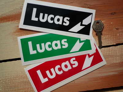 Lucas Break Stickers. Black, Red or Green. 6" Pair.
