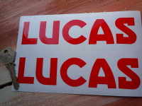 Lucas Cut Text Stickers. 6" Pair.