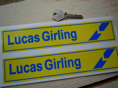 Lucas Girling. Blue & Yellow Break Stickers. 9" Pair.