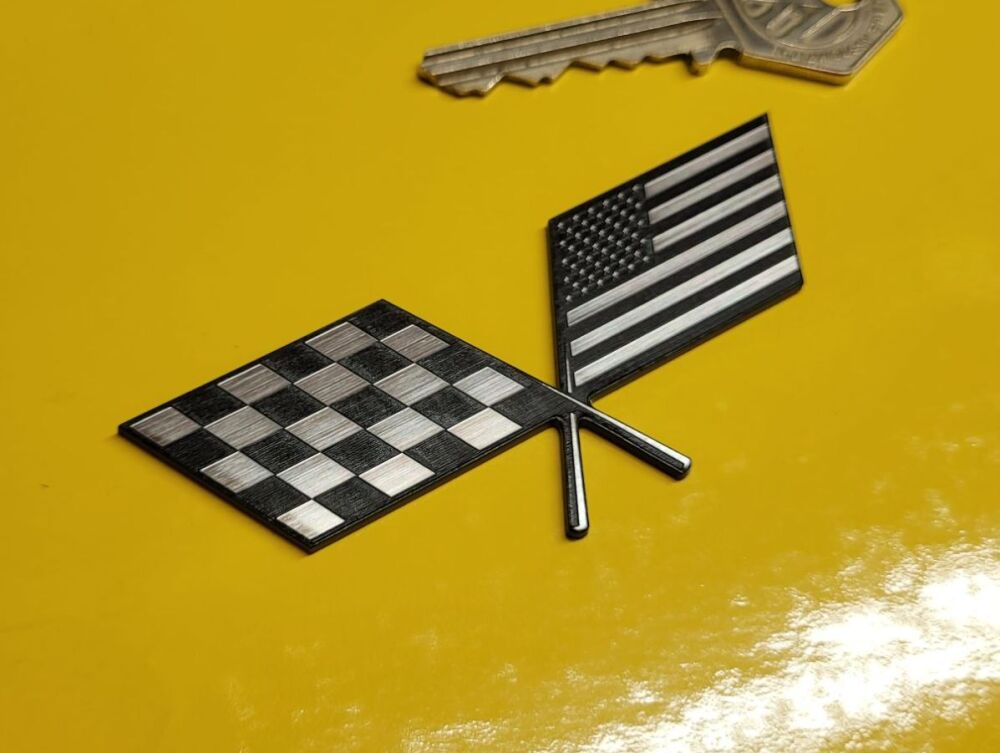 Chevrolet Corvette Flags Style Self Adhesive Car Badge - 3.25"