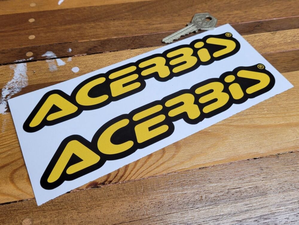 Acerbis Black & Yellow Shaped Stickers - 8" Pair