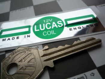 Lucas Ignition Coil Sticker. Green & Foil. 12V. G.