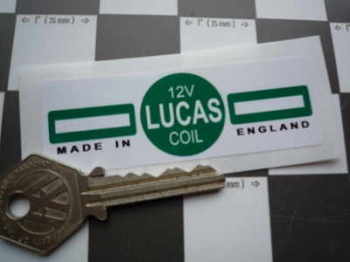 Lucas Ignition Coil Sticker. Green. 12V. S.