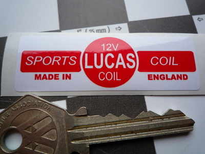 Lucas Sports Coil Sticker. Red & White. 12V. i.
