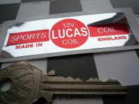 Lucas Sports Coil Sticker. Red & Foil. 12V. H.