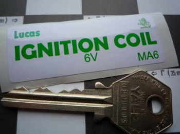 Lucas Ignition Coil Sticker. Green. Small. 6V MA6. 12.