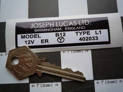 Lucas Joseph Lucas Coil Sticker. B12 12V. 14.
