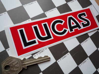 Lucas Car Battery Sticker. Red, Black & White, No.8.