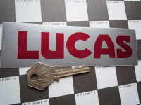 Lucas Car Battery Sticker. Red & Silver, No.13.