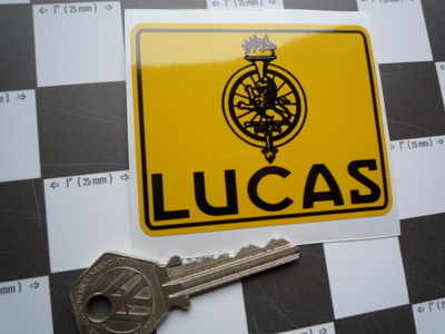 Lucas Car Battery Sticker. Yellow Lion Torch. No.15.
