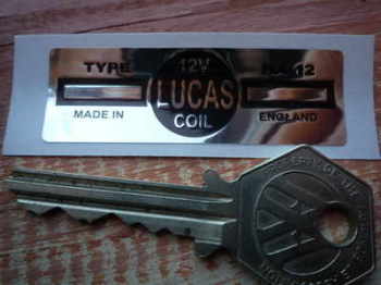 Lucas Ignition Coil Sticker. Foil. Small. 12V HA12. 4.
