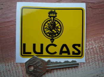 Lucas Motorcycle Battery Sticker. Yellow Lion & Torch. No.1.