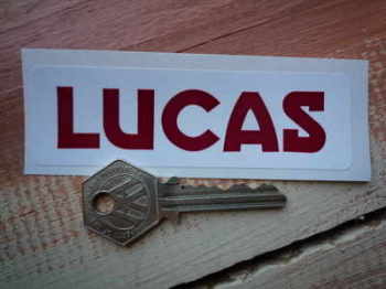 Lucas Motorcycle Battery Sticker. Red & White. No.5.