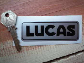 Lucas Motorcycle Battery Sticker. Black & Silver. No.8.