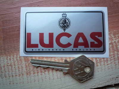 Lucas Motorcycle Battery Sticker. Silver Lion & Torch. No.9.