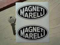 Magneti Marelli Black & Clear Oval Stickers. 4" Pair.