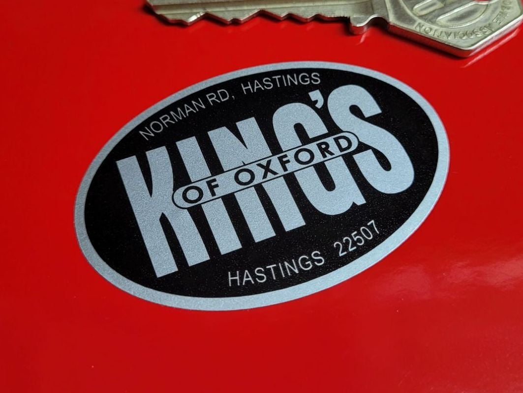 Kings of Oxford Oval Hastings Motorcycle Dealer Sticker - 2.25"