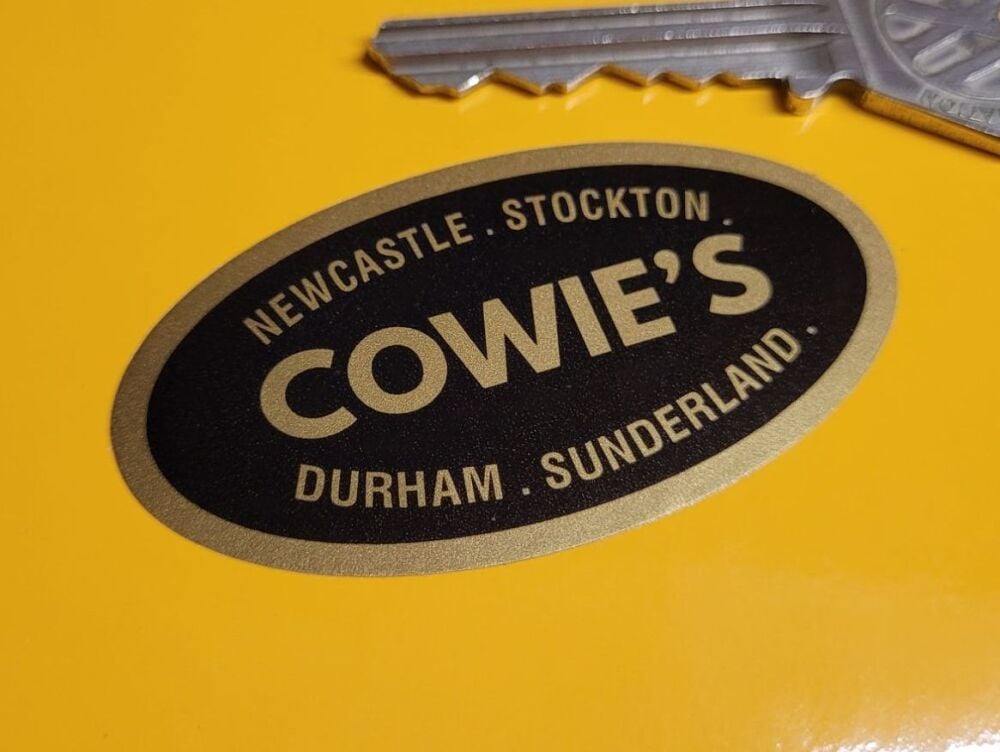 Cowie's Newcastle, Stockton, Durham, Sunderland Dealers Sticker - 60mm