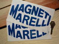 Magneti Marelli White & Blue Blunted Oval Stickers - 4.5" or 8" Pair