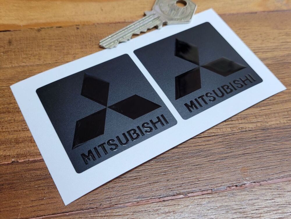 Mitsubishi High Gloss & Matt Black Subtle Finish Stickers - 2" Pair