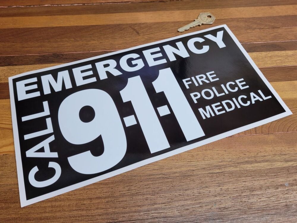 Police Car Emergency Call 911, Fire, Police, Medical, Printed Sticker - 11.5"